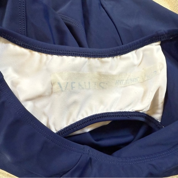 VENUS Swimsuit Blue Lace-Up One Piece Strapless Grommet Stylish Beach 12 NWOT - Picture 10 of 11